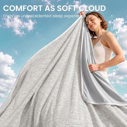 Topcee Cooling Blanket (90"x90"Queen Size) for Night Sweats Absorbs Heat to Keep Adults Cool on Warm Nights, Q-Max 0.5 Cooling Blankets for Hot Sleepers, Ultra-Cool Lightweight Blanket for Bed