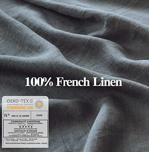 Simple&Opulence 100% Washed Linen Euro Shams 26'' x 26'' Pack of 2, Basic Style Solid Color Natural Flax Farmhouse Decorative Square Throw Pillow Covers for Bed Couch Sofa - Dark Grey