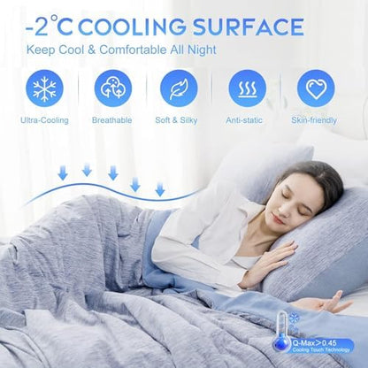 CHOSHOME Cooling Comforter Cooling Blanket, Q-Max 0.45 Cool Sleeping Summer Blanket for Hot Sleeper Night Sweats, Cal King 96" x 102", Blue
