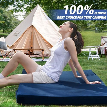 CYMULA Memory Foam Camping Mattress Pad, Sleeping Mat, Portable Roll Up Mattress for Adults, Camping Bed Pads for Sleepover, Car Bed with Travel Bag