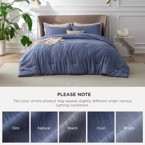 Bedsure Infinity Blue Queen Comforter Set, Cationic Dyed Bedding Set 3 Pcs