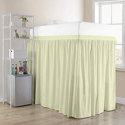 Crown Collection 34 Inch Drop Twin XL Size Dorm Bed Solid Bed Skirt Stylish Ruffled Pattern Split Corner Easy Fit Easy Care Fade & Wrinkle Resistant- Micorfiber