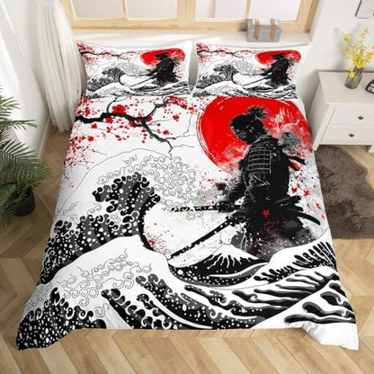 Feelyou Japanese Samurai Duvet Cover Queen Size Boys Girls Teens