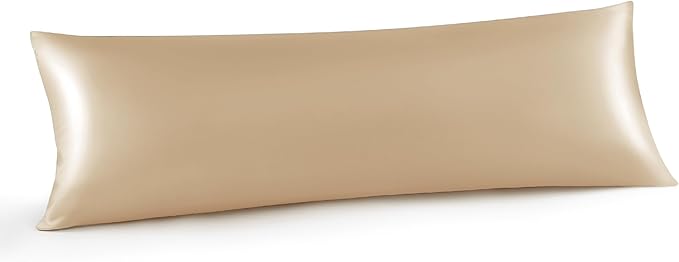INFIIXSO Body Pillow Cover with Zipper, Luxury Mulberry Silk Body Pillow Case 20x54 Inches, Ultra Smooth and Soft Cooling Long Pillowcase, Gift for Women, Men(Champagne)