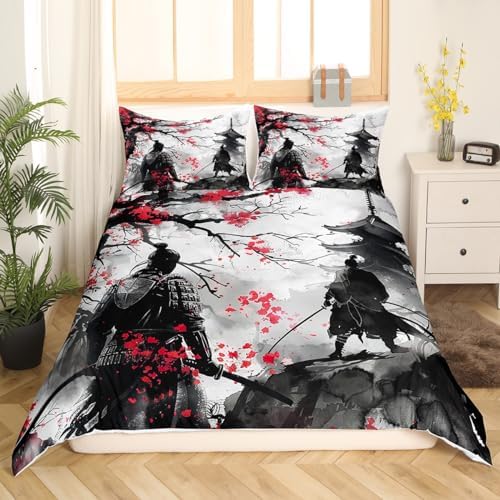 Feelyou Japanese Samurai Duvet Cover Queen Size Boys Girls Teens