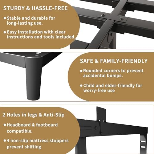 ITIMIDI 10 Inch Full Bed Frame, Heavy Duty, No Box Spring Needed, Black