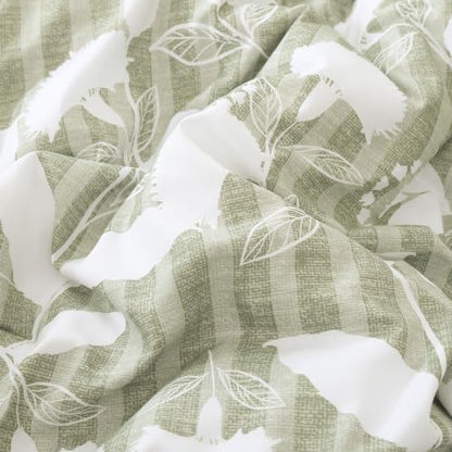 BLOOMHAVEN King Size Comforter Set-7 Pieces Sage Floral Bed in a Bag King