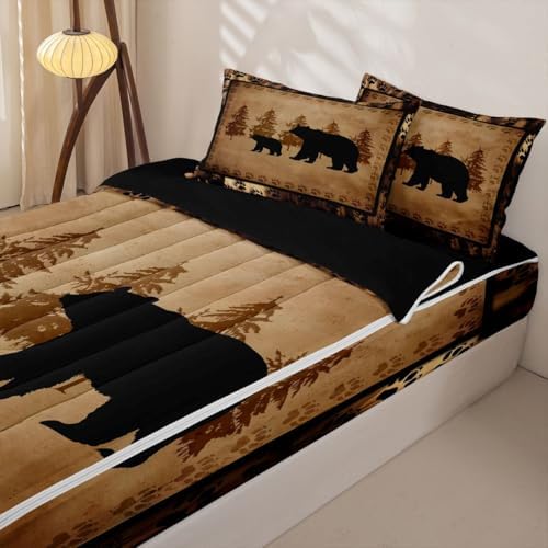 Feelyou Bear Wild Animal Comforter Set Full Size Kids Bed in a Bag