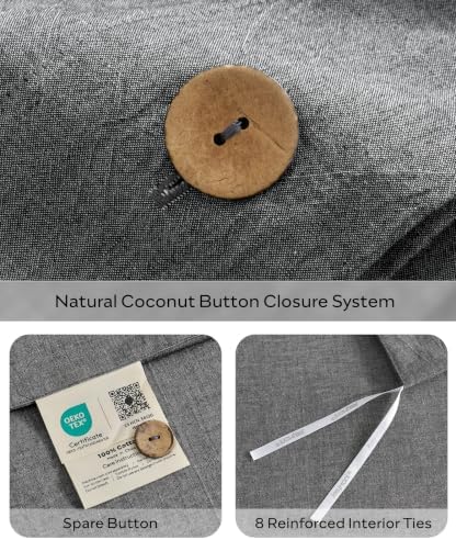 JELLYMONI 100% Washed Cotton Dark Gray Duvet Cover Queen, Linen-Like