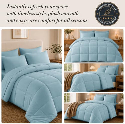 Anluoer Queen Comforter Set 7 Piece, Soft Bed in a Bag Queen Bedding Sets