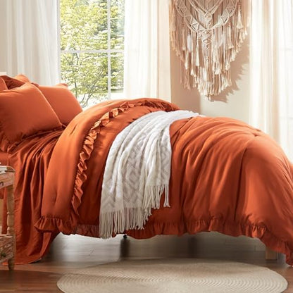 Anluoer Twin Comforter Set 5 Piece,Ruffle Bed in a Bag Twin Bedding Sets