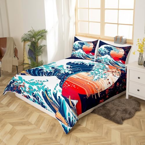Feelyou Japanese Wave Duvet Cover Twin Size Boys Girls Teens