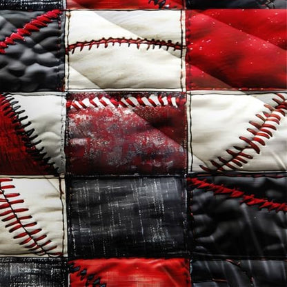 Red and Black Plaid Comforter Set King，Baseball Bedding Set King Red and Black，Sport Quilt for Boys，with 1 Comforter with 2 Pillow Case