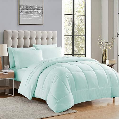 Sweet Home Collection RV Short Queen Comforter Set for RV Camper - Comforter Set with Fitted & Flat Sheet, 4 Pillowcases - Tailored for RV Short Queen Beds - Cozy Essentials for Your RV Bedroom, Aqua