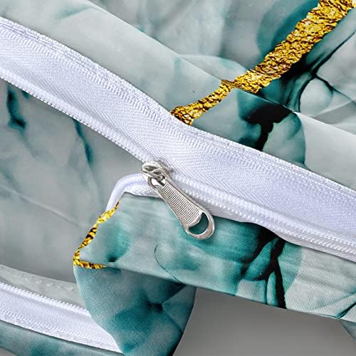 Abstract Ink Colors Design Duvet Cover Set Full Size Gold Leaf Patterned Comforter Covers Twin XL Ink Green/Blue Colors Bed Sets Lxurious Bedroom Deco