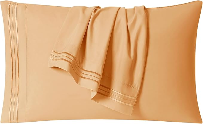 Clara Clark Bed Sheets, Premier 1800 Series 4 Piece Bed Sheet Set, Deep Pocket, Wrinkle, Fade, Stain Resistant, Luxury Soft Bedding Sheets & Pillowcases, California King, Apricot Orange