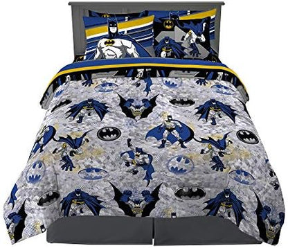 Franco Kids Bedding Super Soft Comforter and Sheet Set with Sham, 7 Piece Full Size, Batman