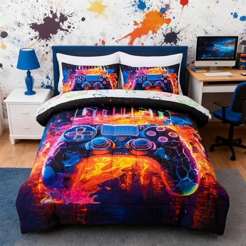 Holawakaka Twin Size Gaming Console Bed in A Bag 5 Pieces for Boys