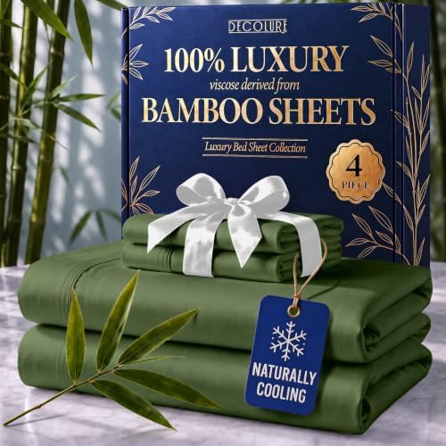 DECOLURE 100% Viscose Derived from Bamboo Sheets Full Size | 4 Pc Bed Set