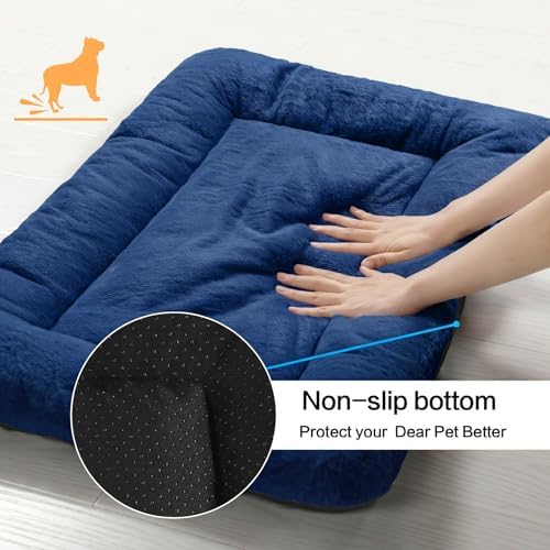 Dog Crate Pad Washable Dog Bed for Crate Large Cozy Mat 42-Inch Navy Blue
