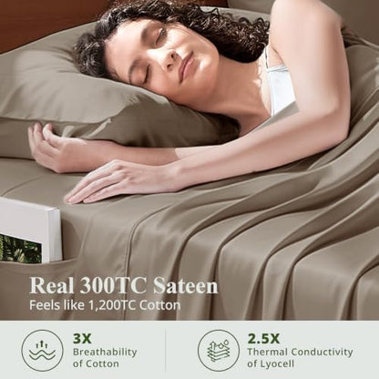 Bamboo Viscose Sheet Set Twin Size, Cooling Sheets Bed Set 3pcs