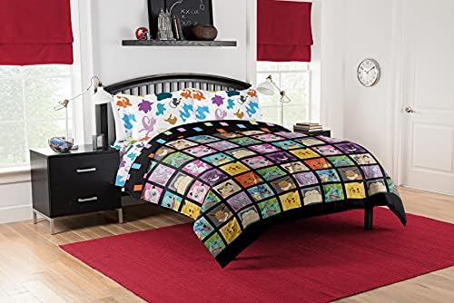 Northwest Pokemon Kanto Favorites Full Size Bed in a Bag Set, Pikachu Charmander Squirtle Bulbasaur, Kids Boys Girls Bedding Comforter Sheets