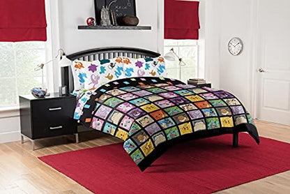 Northwest Pokemon Kanto Favorites Full Size Bed in a Bag Set, Pikachu Charmander Squirtle Bulbasaur, Kids Boys Girls Bedding Comforter Sheets