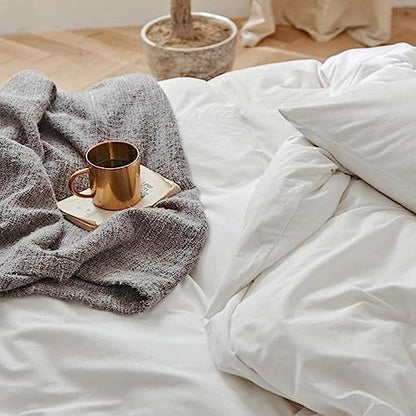 Queen Size Comforter Set 3 Piece, White, 90x90 inch
