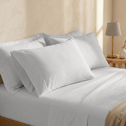 BIOWEAVES 100% Organic Cotton Sheets, 300 Thread Count 4-Piece GOTS Certified Bed Sheet Set Fits Mattress Upto 17" Deep Pocket, Soft & Silky Sateen Weave (King, Silver)