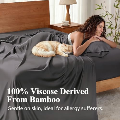 Bamboo Viscose Sheet Set Twin Size, Cooling Sheets Bed Set 3pcs