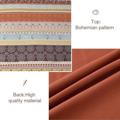 Cottolester Boho Queen Comforter Set,Red and Orange Striped Bed in a Bag
