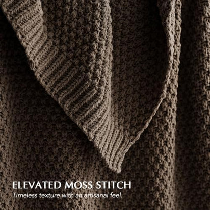 EVERGRACEHOME Chunky Chenille Knit Throw Blanket, 90 x 90, Cocoa Brown