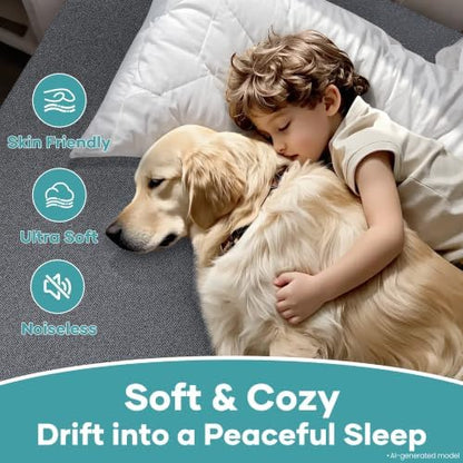 OhGeni Waterproof Mattress Protector, King Size Mattress Pad Fitted with Deep Pocket 6"-18", Breathable Noiseless Soft, Washable Dirt-Proof Mattress Cover, Gray, More Than 99 pcs fibers, Daybed Cover