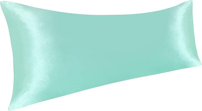 NTBAY Satin Body Pillowcase for Hair and Skin, Luxurious and Silky Pillow case with Envelope Closure, 20x54 Inches, Light Blue