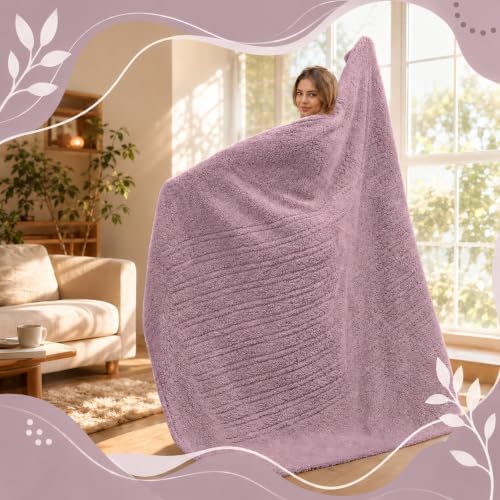 Eydna Electric Heated Blanket Full Size 72"×84" with 9 Heating Levels & 1-10Hs Auto Off，Double Sided Plush Sherpa, Energy Efficient, Machine Washable, for Couch & Bed, Gifts for Grandma- Light Purple