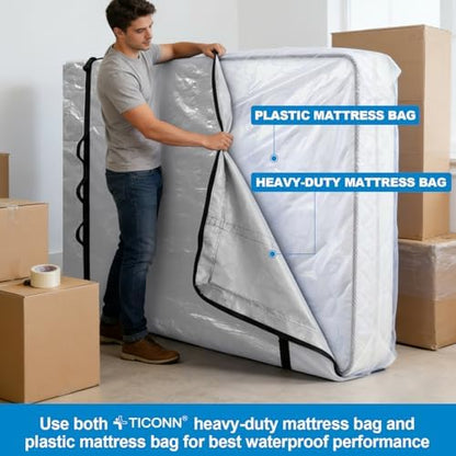 TICONN Mattress Bags for Moving, Heavy Duty Mattress Cover Storage Bag