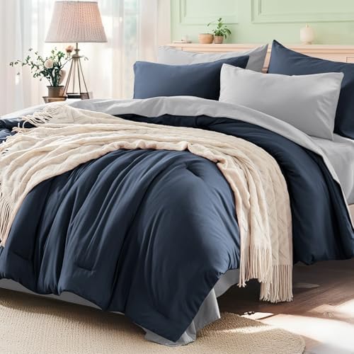 Anluoer Full Size Comforter Sets, 7 Piece Bed in a Bag Full Bedding Sets