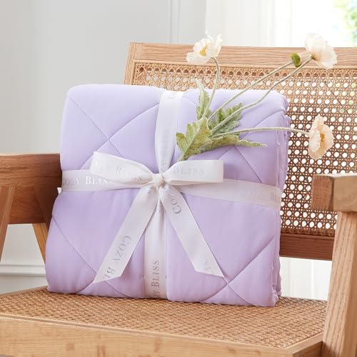 Cozy Bliss Cooling Throw Blanket for Hot Sleepers 50"x70", Q-Max 0.4 Cooling Comfort, Cold Blankets for Night Sweats Sleeping, Ultra-Cool Lightweight Breathable Summer Blanket for Couch Bed, Purple