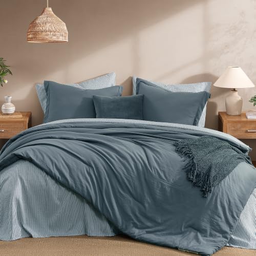 Monbix Full Size Comforter Sets-7 Pieces Soft Bed in a Bag Full Bedding Set