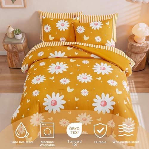 Queen Comforter Set with Sheets for Girls-7 Pieces Soft Queen Bedding Sets