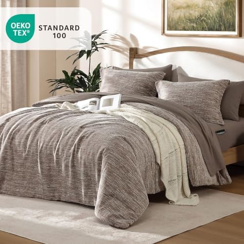 MaiRêve Queen Comforter Set Chenille Textured 7 Pieces Bed in a Bag