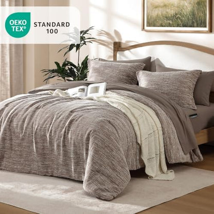 MaiRêve Queen Comforter Set Chenille Textured 7 Pieces Bed in a Bag