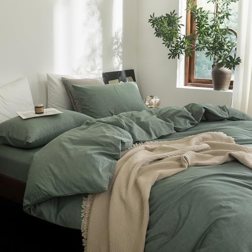 FOSSA Duvet Cover Set 100% Washed Cotton Linen Feel King