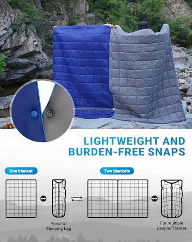 KingCamp Ultralight Camping Blanket, Wearable Packable Blanket 69" x 53"