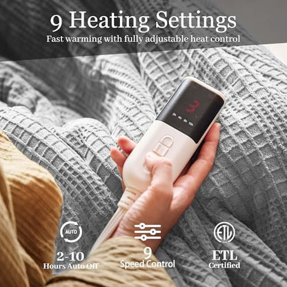 Texciting Heated Blanket Twin Size,Electric Blanket,ETL Certified,Grey