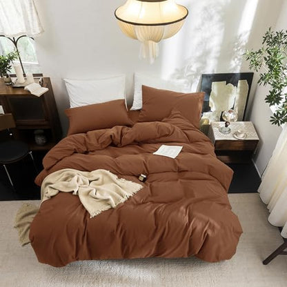 FOSSA Duvet Cover Set 100% Washed Cotton Linen Feel Super King
