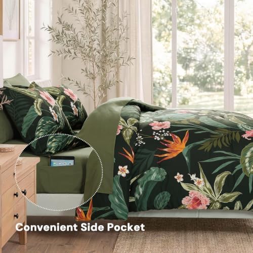 King Size Comforter Set-7 Pieces Floral Bed in a Bag King Bedding Set