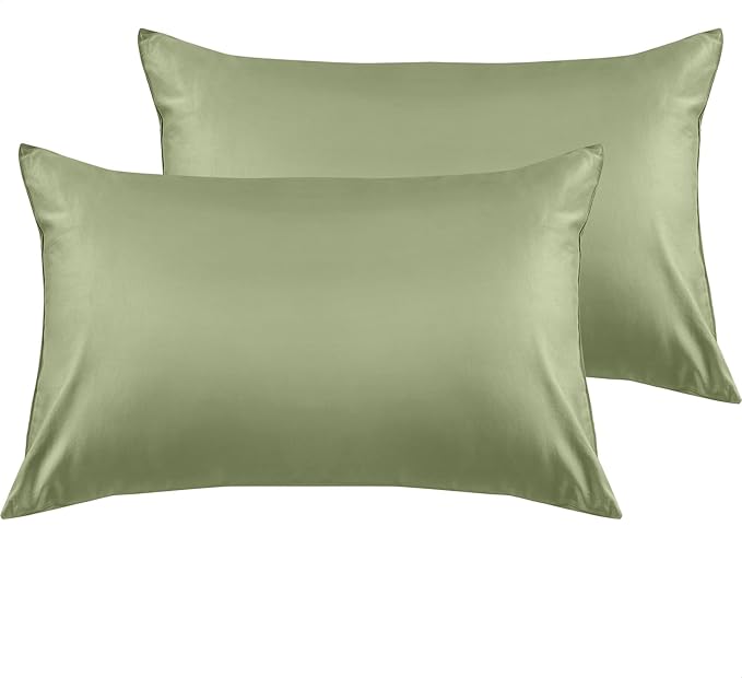 Warmstar Cotton Pillow Cases King Size Set of 2, 600 Thread Count Pillowcases 20x36 Inches, Soft Long Staple Cotton Pillowcases Breathable with Envelope Closure,Sage Green