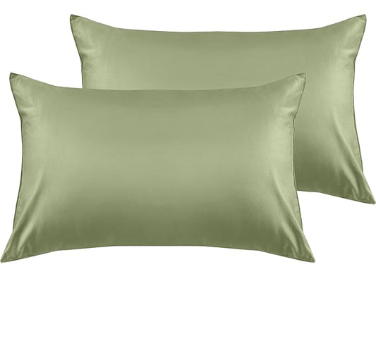 Warmstar Cotton Pillow Cases Standard Size Set of 2, 600 Thread Count Pillowcases 20x26 Inches, Soft Long Staple Cotton Pillowcases Breathable with Envelope Closure,Sage Green