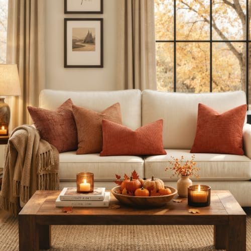 MIULEE Fall Decorative Orange Couch Throw Pillow Covers 20x20 Inch 2 Pack